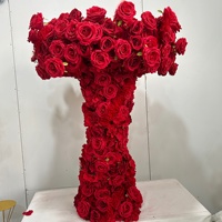 Vente flash - Boule de fleurs artificielles en soie rouge, fleurs de mariage, boule de roses, décoration de table de mariage de haute qualité, fournitures de décoration