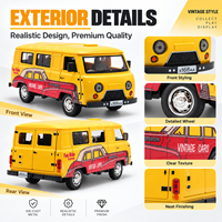 Nuovo Modellino in Scala 1:24 del Classico UAZ-452 Russo, Furgone Retrò con Porte Apribili, Funzione Pull-Back, in Metallo, Auto Giocattolo Vintage con Luci e Suoni