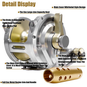 Nouveau <span class=keywords><strong>moulinet</strong></span> de pêche en aluminium CNC à deux vitesses 2025, tambour de <span class=keywords><strong>moulinet</strong></span>, pêche en haute mer, pêche au <span class=keywords><strong>thon</strong></span>, pêche à la traîne - Product Image 5