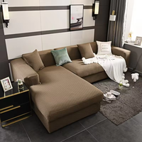 Housse de canapé en tissu jacquard velours + élasthanne, entièrement enveloppante, en forme de L, couleur unie, style classique, couleur personnalisée, salon