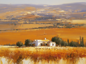 Dipinto a Olio Golden Harvest Field, Stile Vintage con Cornice Dorata, Paesaggio Rustico su Tela, Arte Murale Fatta a Mano, Dimensioni Personalizzabili per Hotel/Villa - Product Image 6