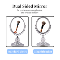 Miroir de maquillage ovale double face professionnel de 3 pouces, grossissement 3X, avec cadre en métal, finition en verre, OEM ODM personnalisé