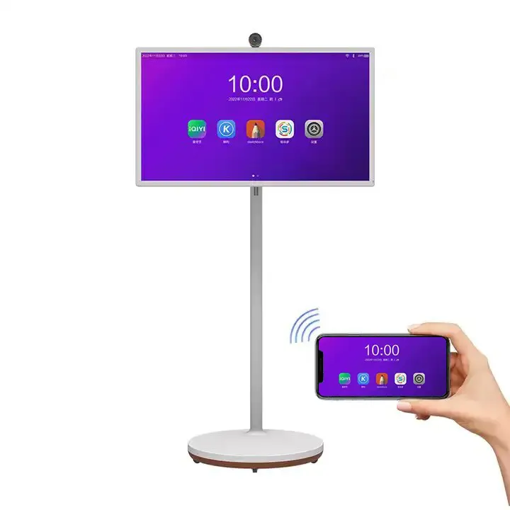 INGSCREEN Android 10.0 sistemi hepsi bir mobil akıllı ekran TV standı bana taşınabilir dokunmatik ekran TV