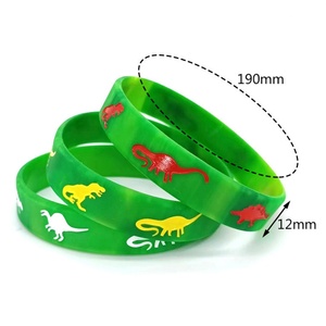 Chinese Factory Custom Jurassic World Embossed Silicone Wristband Kids Dinosaur School Activity <b>Present</b> Silicone Bracelet - Product Image 2