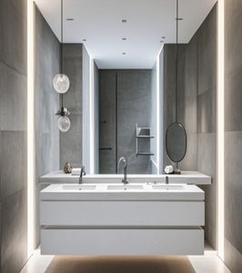 Mueble de Baño Moderno de Madera con Cajones, Mueble de Pared con Lavabo y Espejo LED - Product Image 2
