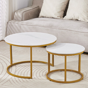 Set di Tavolini da Caffè Rotondi di Lusso in Stile Nordico, Tavoli Moderni da Centro per Soggiorno - Product Image 2