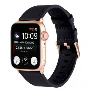Correa de reloj Win-Win de cuero genuino para <span class=keywords><strong>Apple</strong></span> <span class=keywords><strong>Watch</strong></span>, correa de piel de vaca con textura de lichi, suave y transpirable - Product Image 3