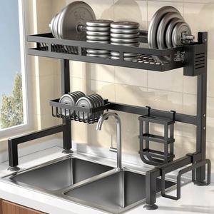 Égouttoir multifonctionnel pour bols, support de rangement pour vaisselle et couverts à poser au-dessus de l'évier de cuisine - Product Image 6