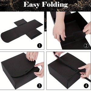 Cajas de Regalo Negras Personalizadas con Cinta, Cajas de Empaque de Lujo con Logotipo Personalizado, Regalos al por Mayor, Empaque de Regalo de Papel Impreso OEM/ODM - Product Image 3