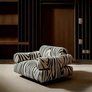 Sang Trọng Nhà Khách Sạn Sảnh Ấm Cúng Ngựa Vằn Mô Hình Ghế Sofa Đơn Ghế Bọc Phòng Khách Giọng Giải Trí Cánh Tay Ghế Cho Trang Trại - Product Image 1