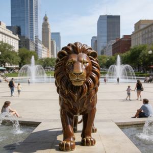 Estatua de León de Resina de Fibra de Vidrio de Tamaño Real para Exteriores, Moderna, Ecológica, al Mejor <span class=keywords><strong>Precio</strong></span>, Escultura Artística, Adornos de Jardín - Product Image 4