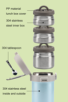 Conjunto de termo de acero inoxidable de alta calidad para alimentos, termo aislado