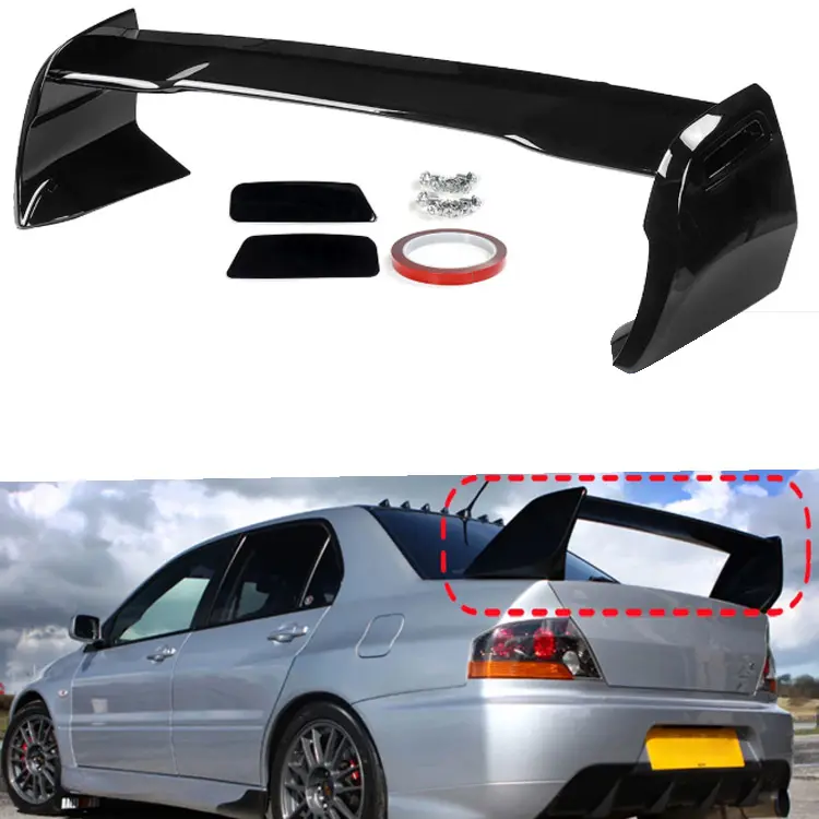 Extensão labial traseira preta, spoiler e bota traseira para mitsubishi lancer evolution evo 7 8 9 2003-2007