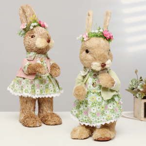 Conejo de Pascua de Paja Natural, Conejita y Niños de Pie, Decoración de Primavera, Pascua, MOQ 100 Piezas - Product Image 5