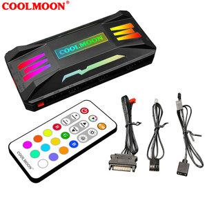 ตัวควบคุมพัดลม <span class=keywords><strong>COOLMOON</strong></span> PWM 5V ARGB ซิงค์กับเมนบอร์ด พร้อมรีโมทคอนโทรล สำหรับพัดลมระบายความร้อนคอมพิวเตอร์ ฮับแยกสายพัดลม - Product Image 6