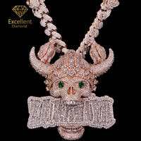 Nouvel Arrivage Collier Pendentif Hip Hop en Argent Sterling avec Moissanite VVS, Design Crâne Personnalisé, Style Iced Out, Bijou pour Hommes, Idéal pour Fêtes Urbaines et Cadeau