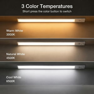 Barre lumineuse LED ultra-mince en aluminium de 60 cm avec détecteur de mouvement, sans fil, rechargeable, haute luminosité, à intensité variable pour cuisine - Product Image 3