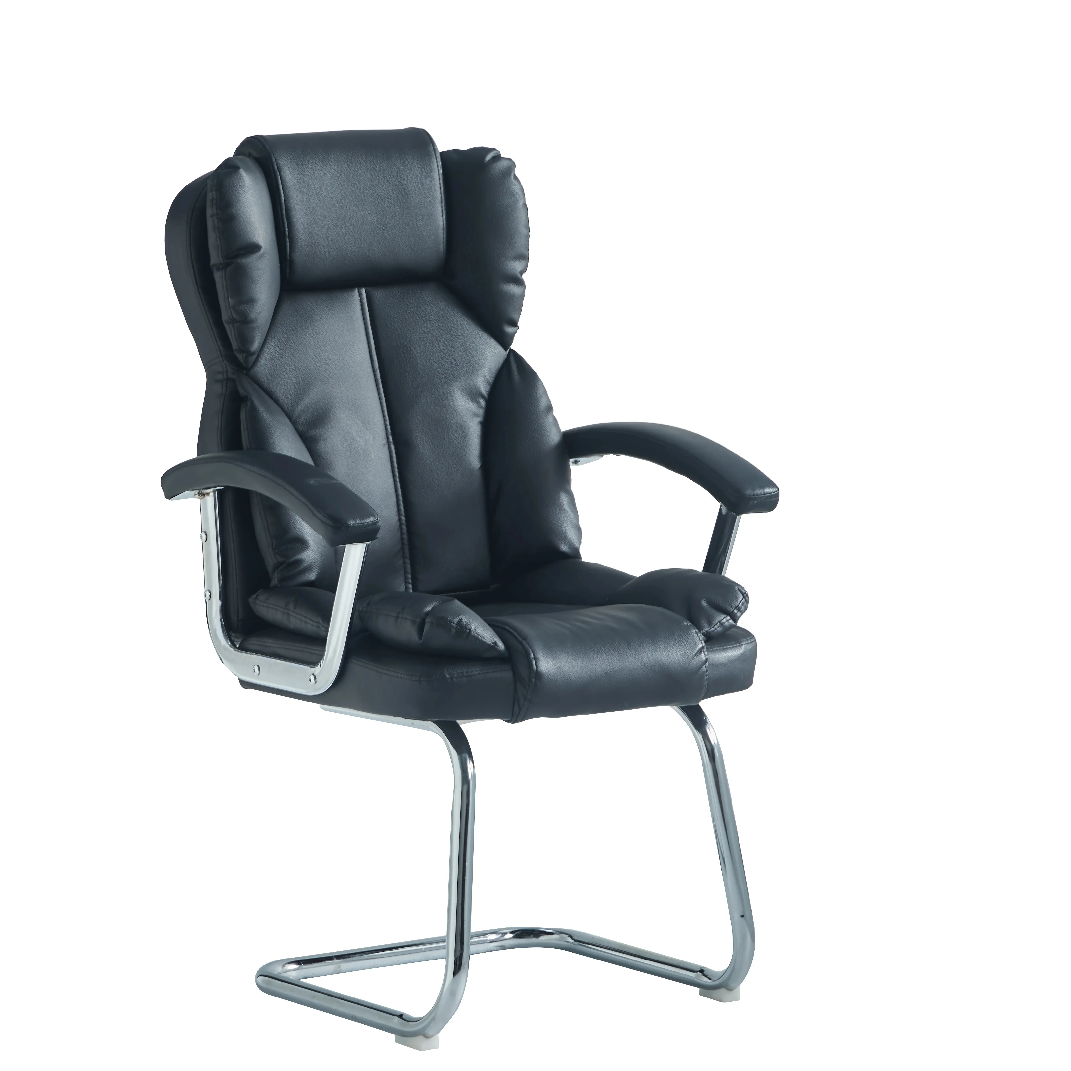 高品質メタルフレームレザーPuオフィスチェアゲストビジター寝椅子スタッフマネージャーチェア