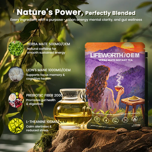 Lifeworth Yerba Mate Instant Tea <strong>Sweet</strong> Mint Flavor Immunity &amp; Detox 11g Sachet Powder - Product Image 3
