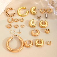 Juego de Pendientes de Aro con Clip Chapados en Oro para Cartílago, Pendientes Gruesos sin Perforación para Mujer, Joyería Minimalista de Verano
