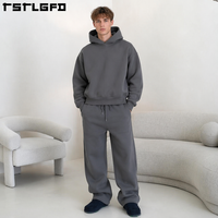 Ensembles de jogging OEM personnalisés 2 pièces, sweats à capuche et pantalons de survêtement vierges 500 GSM, coupe ample et oversize pour hommes