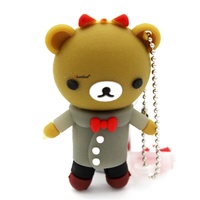 Clé USB en silicone en forme d'ours de dessin animé mignon, 2 Go, 4 Go, 8 Go, clé USB en PVC avec porte-clés gratuit, cadeau créatif pour enfants