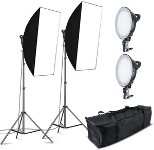 2 Packs LED Softbox Lighting Kit 20x28 inches Softbox 45W 5500K Dimmable LED Light Head For Photography