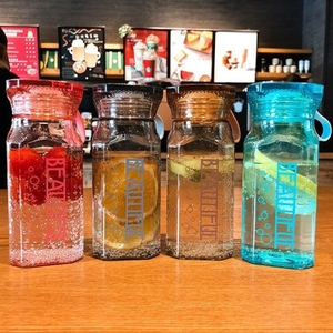 350ml/500ml Portable Glass Cup Glass Water <b>Bottle</b> Leak Proof Water Cup 500ml Glass <b>Drinking</b> Water Cup With Lid and Rope - Product Image 4