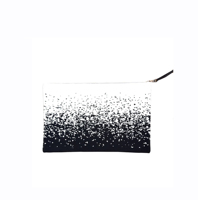 Housse pour ordinateur portable tricotée, motif dégradé noir et blanc moucheté, pochette zippée, sac de transport léger et protecteur pour ordinateur portable