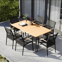 Ensemble de meubles de jardin en teck et rotin pour balcon extérieur, table et chaises de terrasse, résistant à la pluie, pour le thé et les loisirs