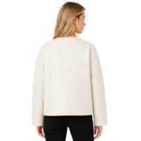 Veste matelassée en fausse fourrure à motif floral ondulé pour femme, doublure polaire, col mandarin, chaude, à capuche, écologique, personnalisable OEM