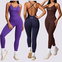 2024 femmes sans couture taille haute contrôle du ventre body dos croisé vêtements actifs combinaison une pièce barboteuses