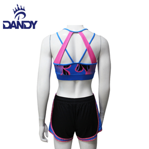 Uniforme de Animadora Personalizado de Alta Calidad para Mujer, Top Corto Azul y Conjunto de Práctica Escolar Personalizado - Product Image 6