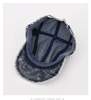 Casquette de baseball non structurée à 6 panneaux en denim délavé, broderie flamme 3D, points PVC, style vintage américain, boucle métallique, motif fruit