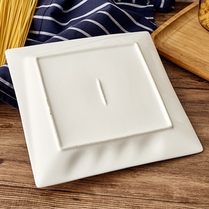 Assiette en céramique épaissie carrée blanche 8/10/12 pour steak de cuisine occidentale vaisselle jetable d'hôtel pour les fêtes - Product Image 4