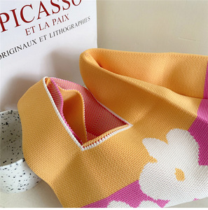 Conception originale Crochet français à pois rayure flore tricot <span class=keywords><strong>sac</strong></span> fourre-tout 2023 mode sous les bras femmes même sacs femme <span class=keywords><strong>sac</strong></span> à tricoter - Product Image 5