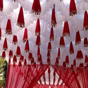 Eco-Friendly Rib Style Lace Stretch <b>Curtain</b> for Wedding Arch Decorative Fabric for Outdoor Ceremony Party Stage & Event Decor - Product Image 1