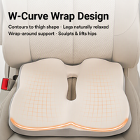 Coussin de siège rafraîchissant en mousse à mémoire de forme avec soutien de hanche en forme de W, respirant, pour chaise de bureau, voiture, étudiant, soulagement des hanches et des cuisses