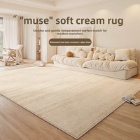 Tapis de sol moderne minimaliste Japandi, crème, imperméable, résistant aux taches, facile à nettoyer, tapis de luxe sur mesure pour salon, chambre à coucher
