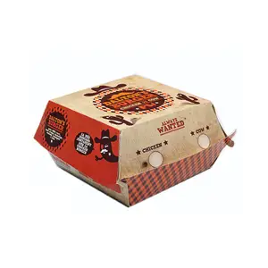 Benutzer definierte Hot Dog Papier Food Tray zum Mitnehmen Wing Burger Hamburger Lunch Box Sandwich Fried Chicken Fast Food Verpackung