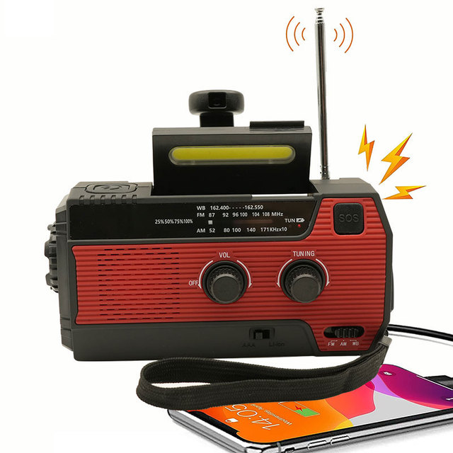 Multi Function Hand Crank Solar Solar Radio with Flashlight Solar Panel Powered Battery Light Weather Emergency Radio