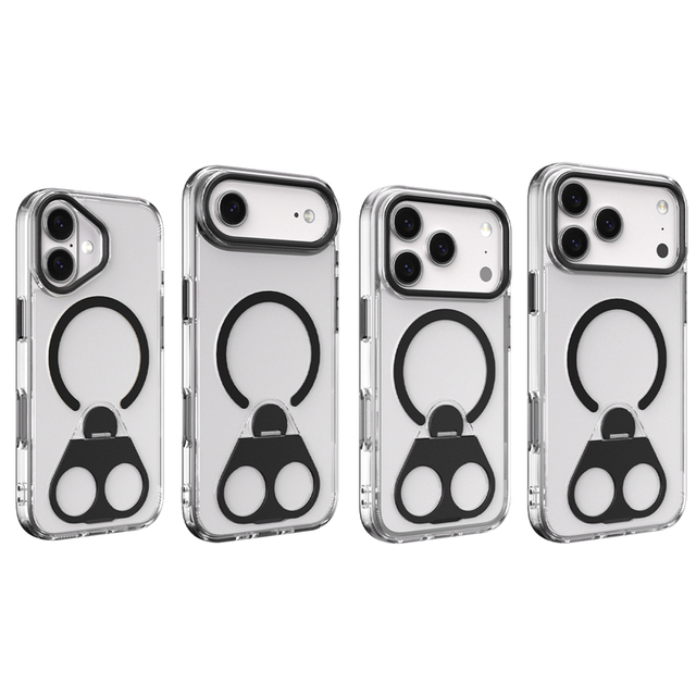 Dual Rotating Ring Folding Holder Metal Bracket Magnetic Matte Phone case for iphone 11 12 13 14 15 16 17 Air Pro Max