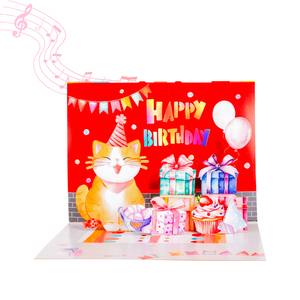 3D Pop Up thẻ âm nhạc ánh sáng chim giấy laser cắt Hạnh Phúc sinh nhật handmade Biểu tượng tùy chỉnh Quà Tặng chúc mừng tuyết trắng - Product Image 1