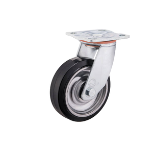 <span class=keywords><strong>Rueda</strong></span> giratoria de PU negra resistente al desgaste, con soporte de acero galvanizado y arandela antipolvo naranja, <span class=keywords><strong>rueda</strong></span> de repuesto para equipo de seguridad en el suelo - Product Image 1