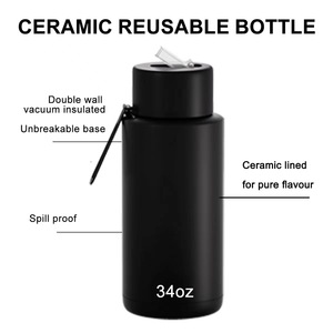 Botella de Agua Deportiva de Acero Inoxidable Reutilizable con Aislamiento al Vacío de Doble Pared <span class=keywords><strong>Frank</strong></span> de 34 oz/1000 ml, con Tapa de Paja Abatible y Correa - Product Image 2