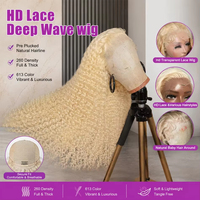 Perruque frontale en dentelle HD 13x4 Deep Wave 613 Blonde, 100% cheveux humains vierges, dentelle HD effet peau, prête à être expédiée