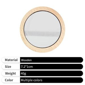 Custom Mirror Wooden Round Handheld <b>Mini</b> Minimalist Logo <b>Printing</b> Creative Mirror for Women - Product Image 5