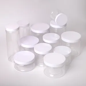 OEM 식품 등급 30ml 500ml 빈 화장품 바디 스크럽 용기 PET 투명 플라스틱 병 흰색 뚜껑