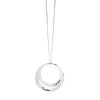 Argent fait à la main Couples collier nom gravé esthétique cercle pendentif plaque signalétique