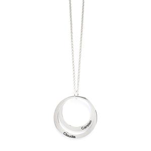 สร้อยคอเงินทำมือคู่รักสลักชื่อสวยงามจี้วงกลมป้ายชื่อ - Product Image 1